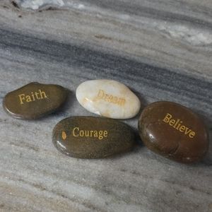 Inspirational Stone Set with Gold Text